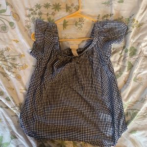 Off the shoulder checkered shirt